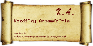 Kozáry Annamária névjegykártya